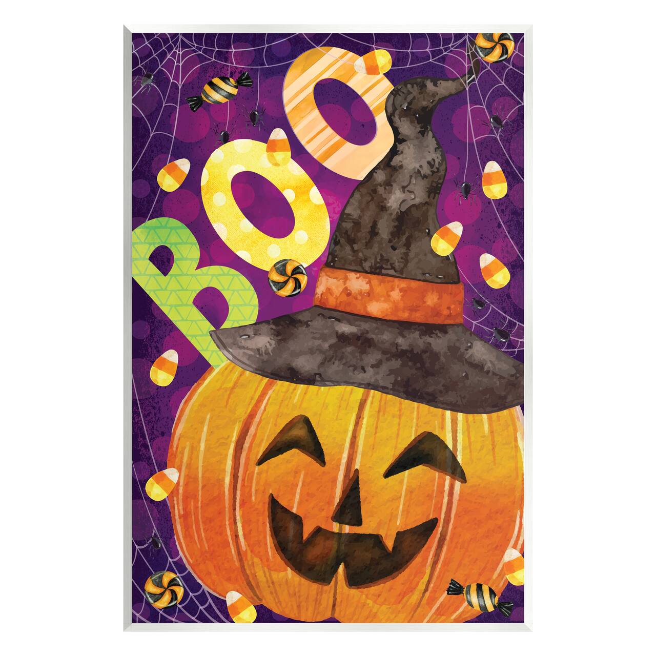 Stupell Industries Boo Jack-o-Lantern Halloween Candy Wall Plaque Art
